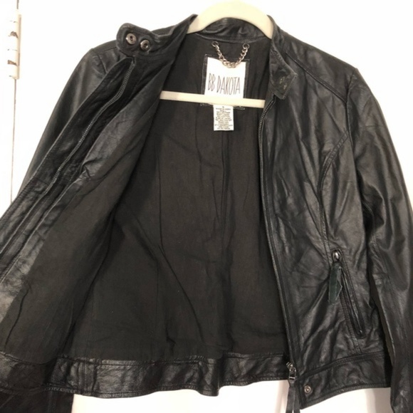 BB Dakota Black Leather Jacket - Small - Picture 7 of 8